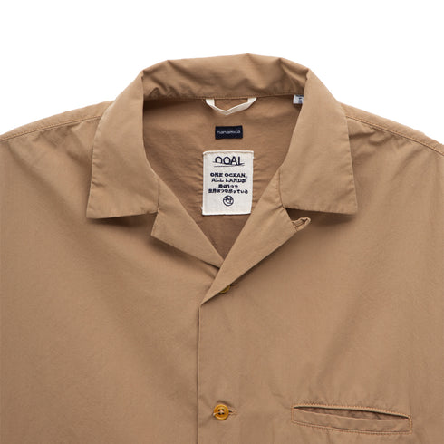 Nanamica Open Collar Wind H/S Shirt Camel SUGS340E Degli Uberti